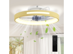 Ventilador de Teto com Luz Led 40 W Motor Dc Reversível Comando 6 Velocidades 3 Cores Temporizador Madeira ZENCORE SERVICES