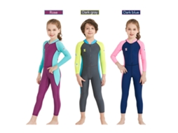 Traje de Banho Infantil Manga Longa Uv Protetor Frontal Zip