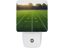 Luminária Noturna Led De Tomada Campo Esportivo, Na Cor Verde Com Estampa Noturna, Sensor Crepuscular, Plugue De