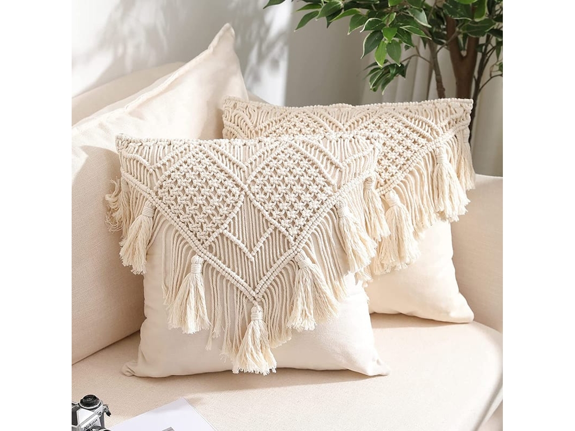 Capas De Almofada Decorativas, Capa De Almofada Macramê, Capa De Almofada Boho Tecida