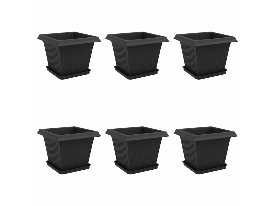 Vidaxl Vasos De Plantas 6 Pcs Preto 33 X 33 X 26 Cm Plástico