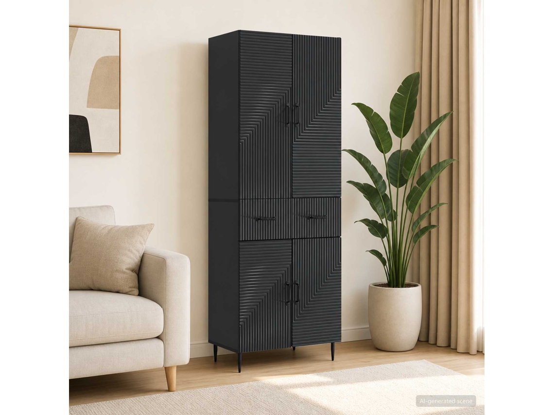 Vidaxl Conjunto De Gabinete 2 Pcs Preto 66 X 34,5 X 89,5 Cm