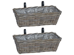 Conjunto 2 Cesta Suspensa Vidaxl Cinzento Vime (48 X 22 X 15 Cm)