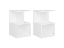 Conjunto de 2 Mesas Cabeceira 35x35x55 cm Derivado da Madeira Branco MAISON EXCLUSIVE