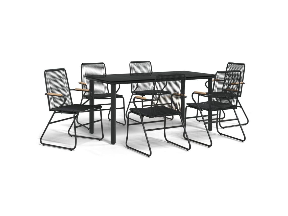 Maison Exclusive - 7 Pcs Conjunto De Jantar Para Jardim Vime De Pvc Preto