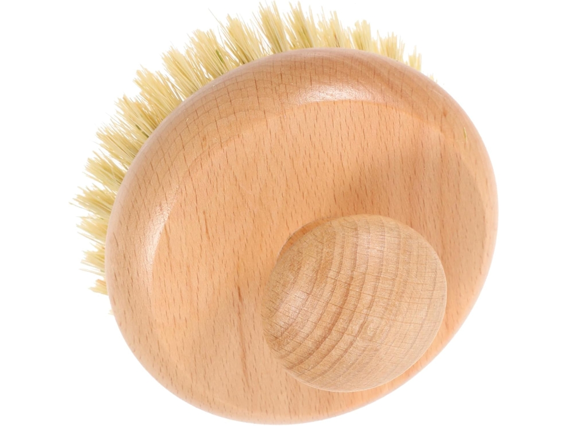 Escova De Banho Redonda Em Madeira Cerejeira Chinesa E Sisal, Portátil, Com Cabo, Prática Para Banho, Produtos