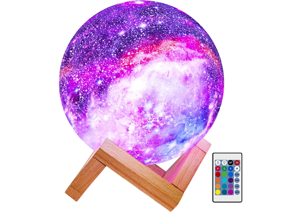 Luminária Lua Galáxia 5, 9 Polegadas 16 Cores Led 3d Lua Lava BRILVIBERA
