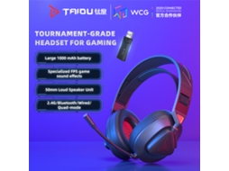 Fone Mali Gamer Taiou Over Ear com Bt5.3 2.4g Fio 3 Microfones para Celular Pc Console