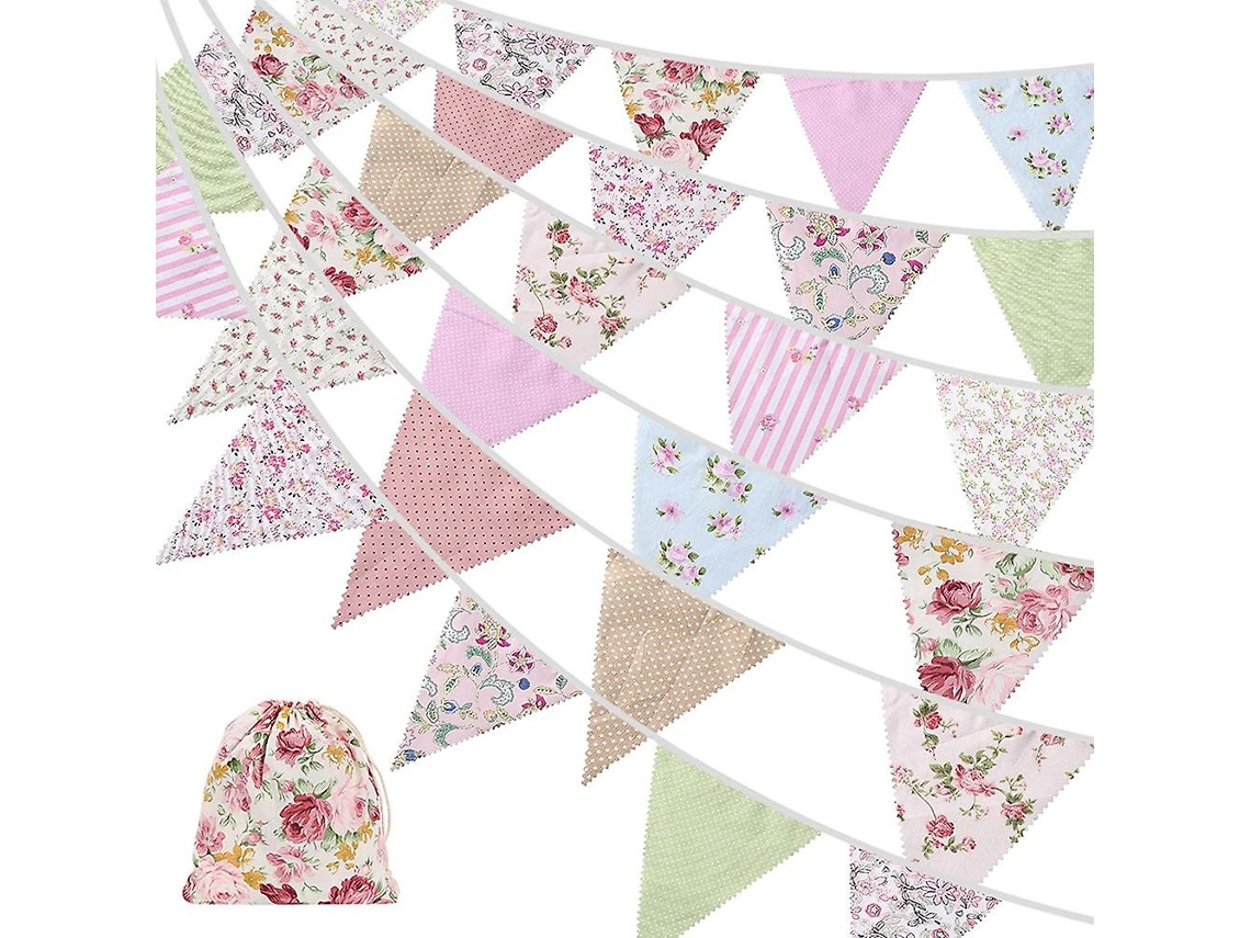 Bandeiras triangulares florais vintage de algodão com BRILVIBERA