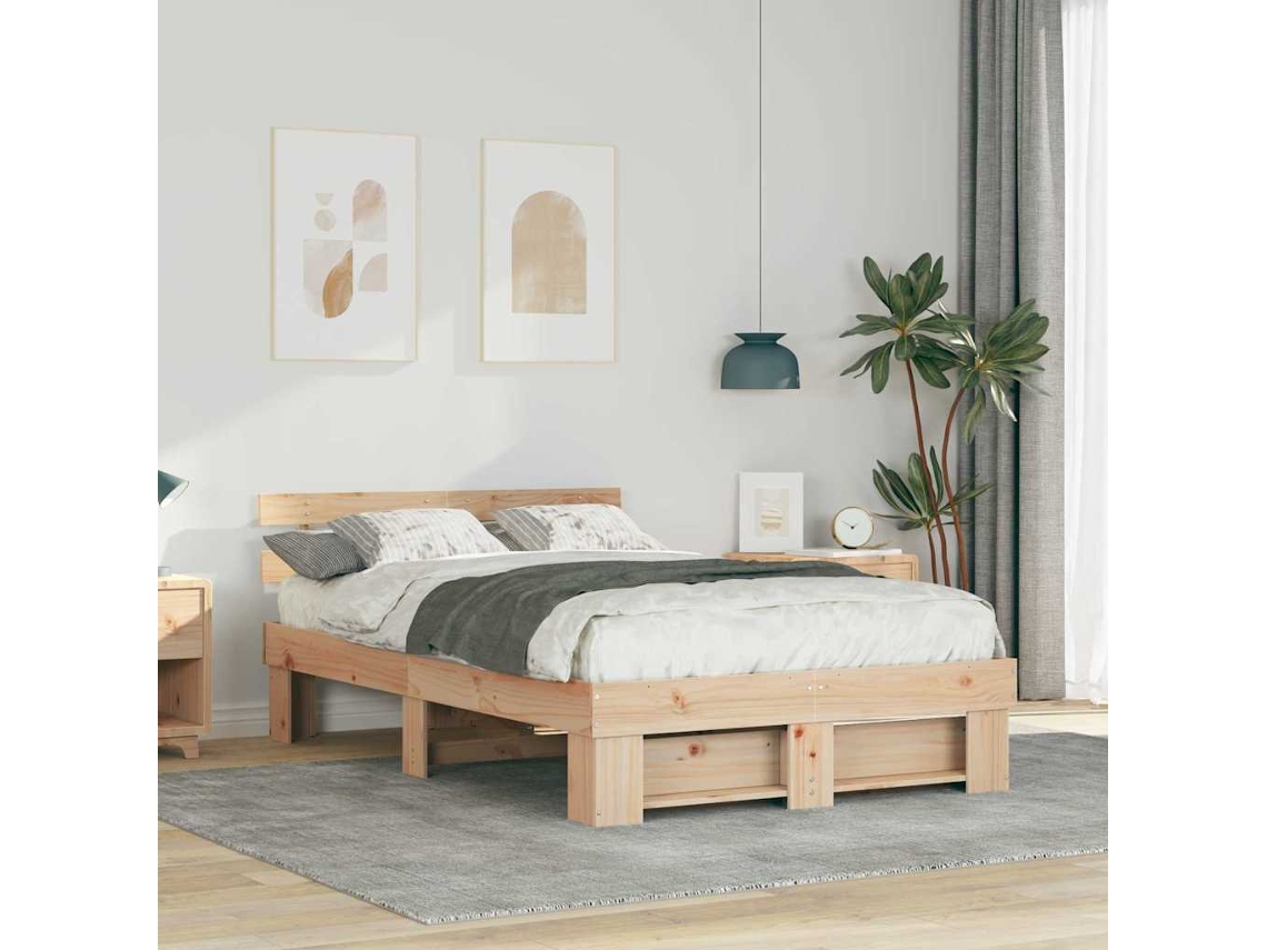 Vidaxl Estrutura da Cama com Cabeceira Castanho 120 X 200 Cm