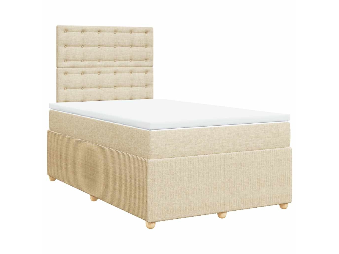 Cama Boxspring com Colchão 120x190 cm Tecido Cor Creme MAISON EXCLUSIVE