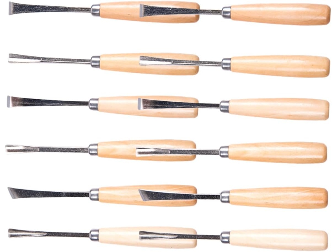 Conjunto de 12 Formões para Madeira, Ferramenta de Aço para Entalhe em Madeira, Ideal para Artesanato e Escultura. SFUSHOS
