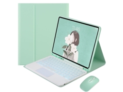 Capa Com Teclado Bluetooth Para Samsung Tab S10plus 12.4 Com Retroiluminação, Verde Claro
