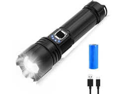 Lanterna Led Recarregável, Lanterna Led De Alta Potência De 30.000 Lúmens E Com Zoom, Lanterna A Pilha Xh P70, Lanterna Com 5 Modos De Iluminação