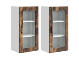 Conjunto de 2 Armários de Cozinha Carvalho Defumado 40x31x80 cm MAISON EXCLUSIVE