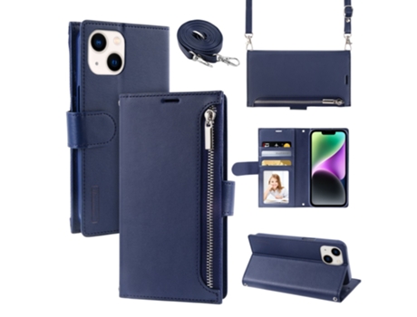 Capa Pega Para Iphone 14 Hanman Pele Sintética Azul