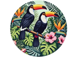 Placa Metálica Redonda Com Tucanos, Folhas Tropicais E Flores, Pôster Retrô Vintage Para Bar, Casa, Adega
