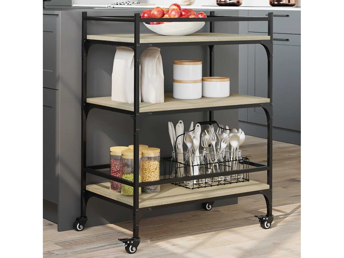 Vidaxl Carrinho Cozinha 65x40x86,5 Cm Deriv. Madeira Carvalho Sonoma