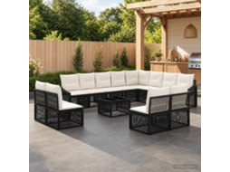 Vidaxl Conjunto De Sofá De Jardim 13 Unid. Preto Vime Pe