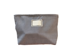 Bolsa De Maquillaje De Cuadrillé Blanco Y Negro Com Grande Capacidade