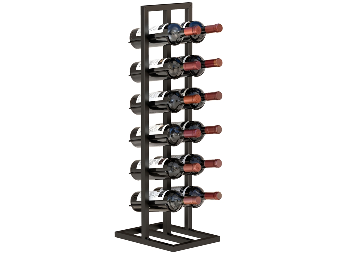 Suporte De Chão Para Vinhos Em Metal, Com Capacidade Para 12 Garrafas, Preto.
