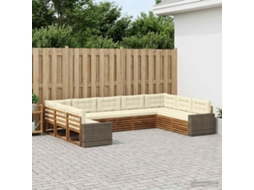 Vidaxl Conjunto De Sofás Para Exterior 9 Unid. Natural E Creme