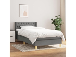 Vidaxl Cama Com Molas/colchão 90x190 Cm Tecido Cinza-escuro