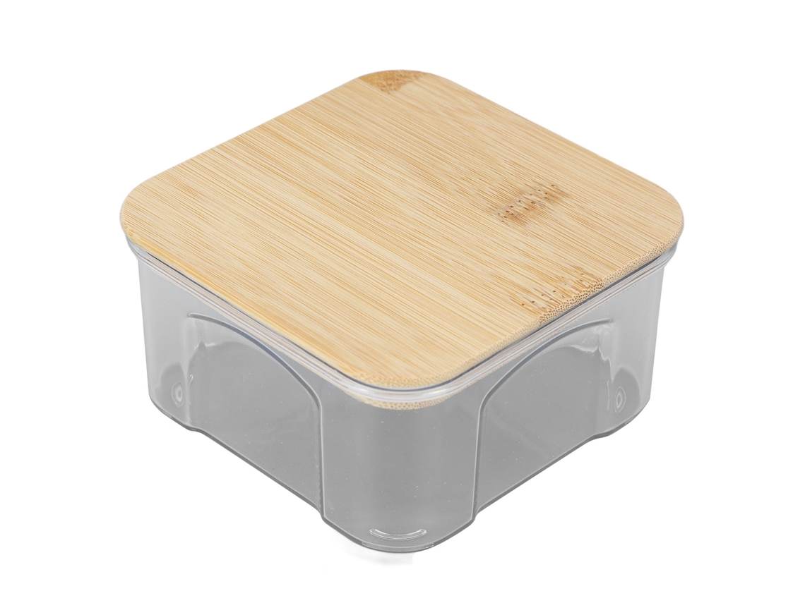 Recipiente Hermético para Armazenamento de Alimentos Transparente com Tampa de Bambu 450ml S/MARCA