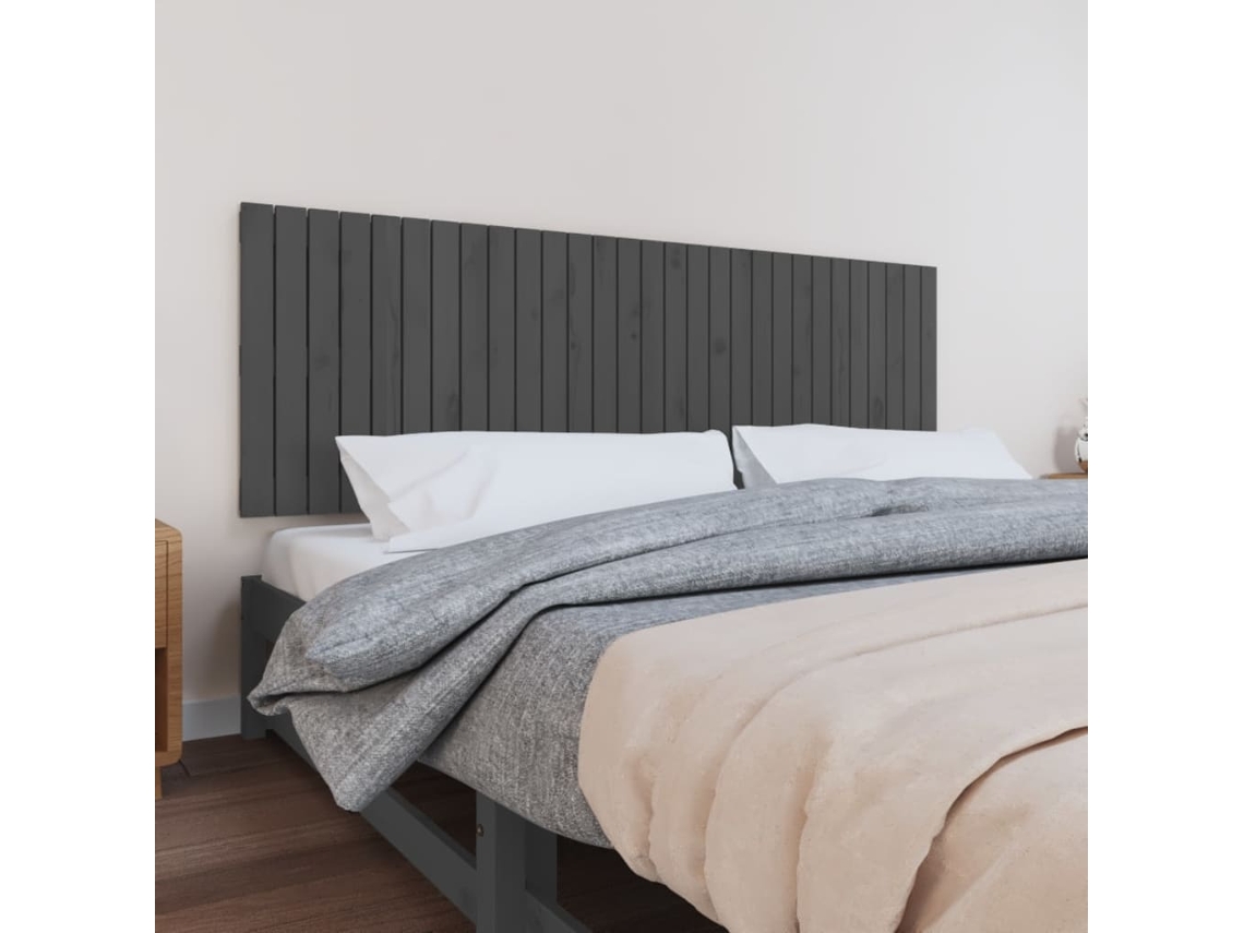 Cabecero de pared 185x3x60 cm madera maciza de pino gris