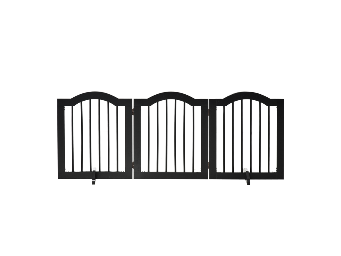 Barreira De Segurança Dobrável Pequenos Com 3 Painéis E 2 Suportes 154,5x29,5x61 Cm Preto