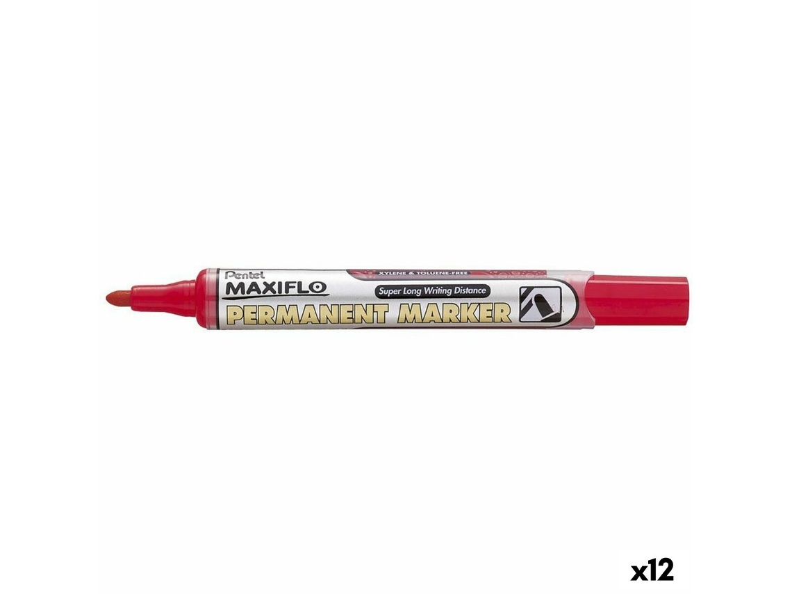 Rotulador Permanente PENTEL Nlf50 Vermelho 12 Unidades