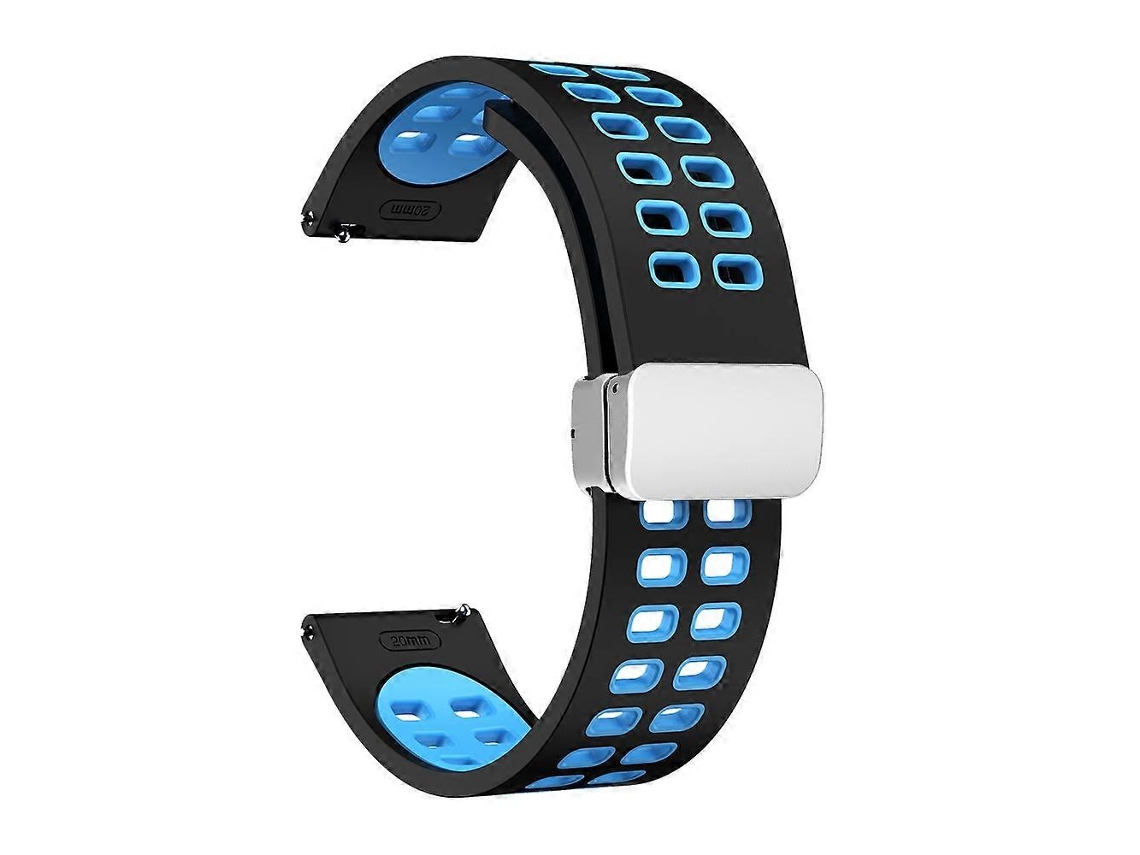 Pulseira De Relógio De Silicone Bicolor Com Fecho Dobrável De Furos Duplos Na Cor Prata