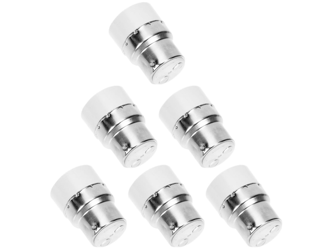 Adaptador De Soquete B22 Para E14, Pacote Com 6 Unidades, Feito De Pc E Cobre Para Conversão.