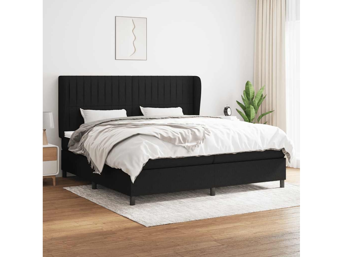 Vidaxl Cama Com Molas/colchão 200x200 Cm Tecido Preto