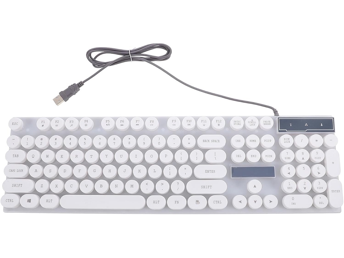 Teclado Usb Iluminado Com Teclas Redondas De Plástico Branco - Design Elegante