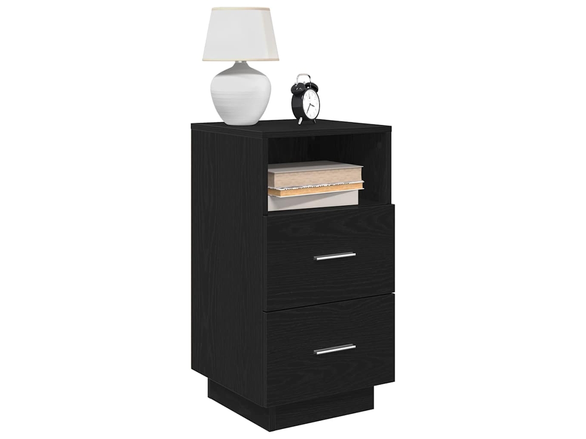 Vidaxl Mesa De Cabeceira Com 2 Gavetas 36x36x68 Cm Preto