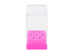 Caixa De Armazenamento Para Brocas De Furadeira De Unhas Com 7 Buracos Estojo Para Manicure Rosa