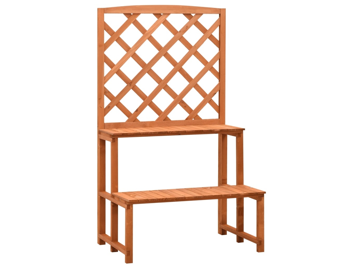Vidaxl Suporte De Plantas C/ Treliça 70x42x120 Cm Abeto Maciço Laranja