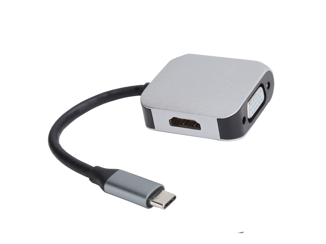Concentrador Type c com Hdmi 4k e Vga 1080p, Docking Station Plug And Play, Material de Liga de Alumínio