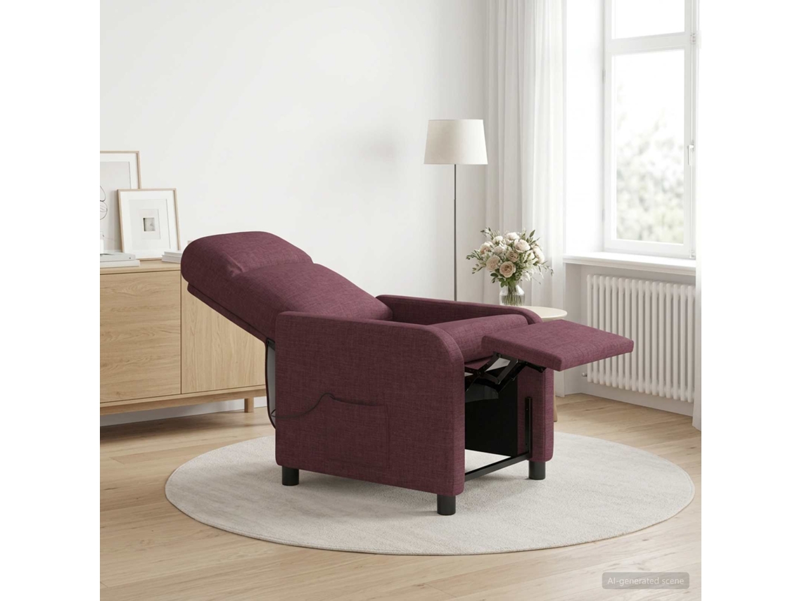 Vidaxl Recliner De Massagem Roxo Tecido