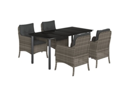 Garden Dining Set, Garden Dining Sets Vidaxl Cinzeto Rattan / Vime (mesa Com 160 Cm De Comprimento)