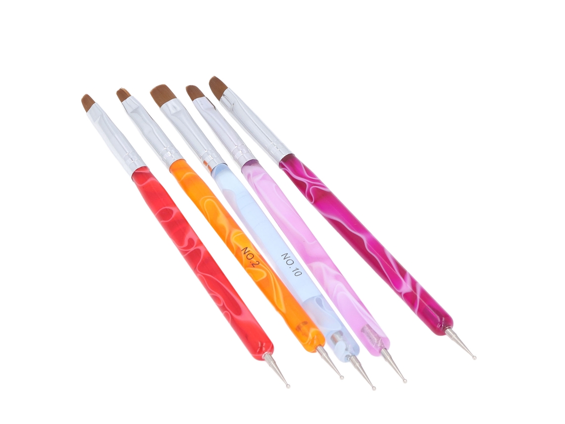 Kit De 5 Pincéis De Arte Para Unhas Duas Pontas Para Pintura E Desenho Em Salões De Unhas E Casa