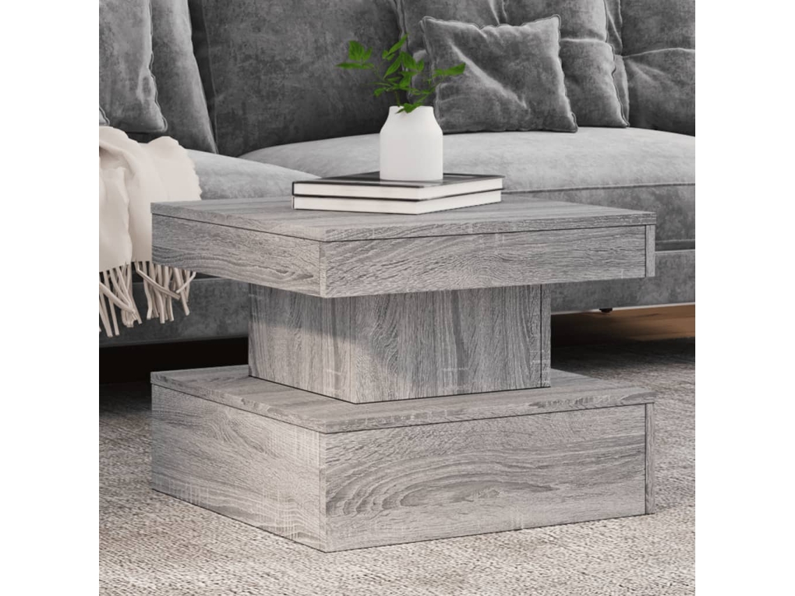 SYFAX™ Mesa de Centro com Luzes Led 50x50x40 Cm Sonoma Cinza claro