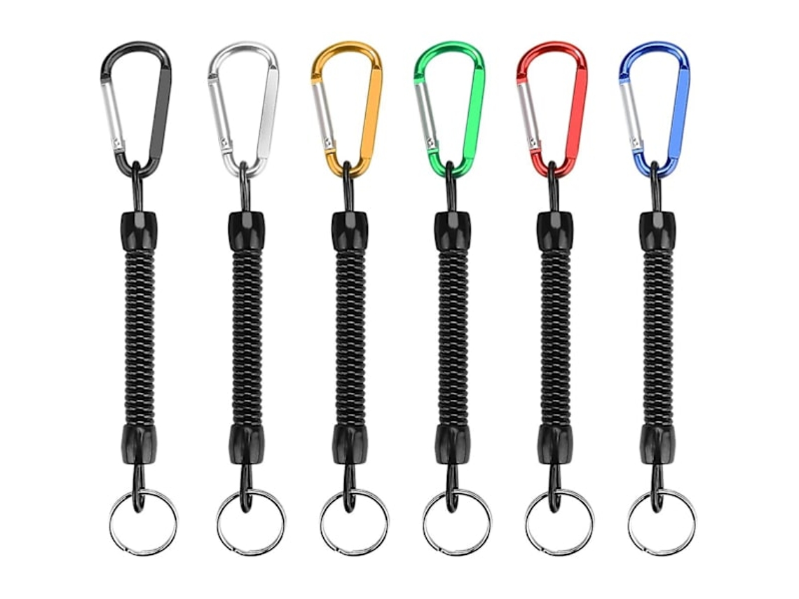 Chaveiro Espiral AQUAFORGE de Linha de Pesca, 6 Peças, com Trava e Mola