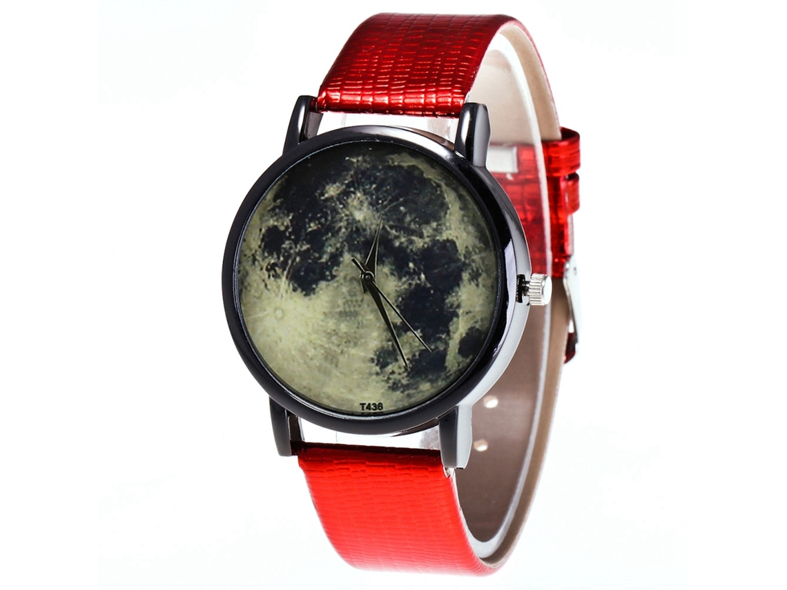 Reloj Analógico De Cuarzo Con Correa De Cuero Pu Para Hombre Y Mujer (rojo)