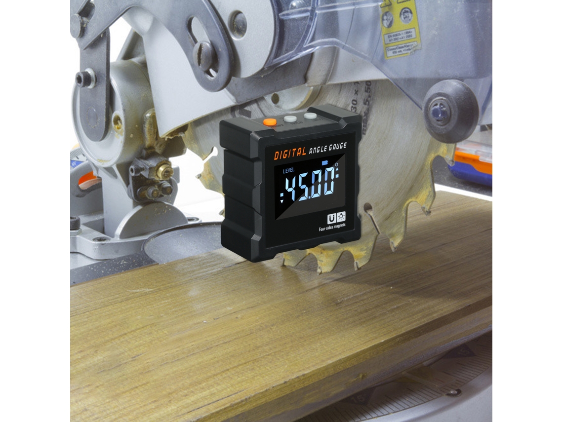 Inclinômetro digital com capacidade de 4*90° em capacete de liga de alumínio para carpintaria, construção e automóveis.