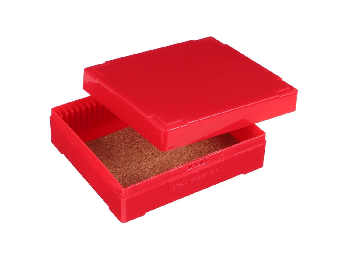 Caixa Para 25 Lâminas De Microscópio Em Madeira E Plástico Vermelho