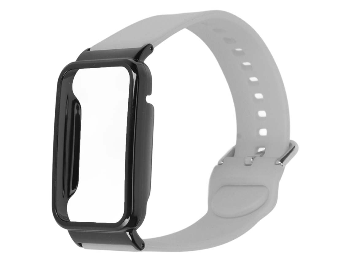 Pulseira de Silicone com Capa Protetora para Mi Band 7 Pro Cinza e Preto