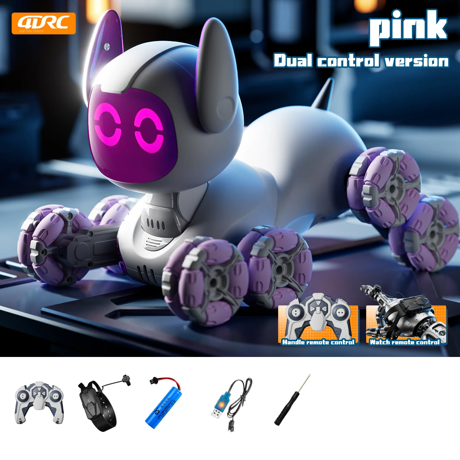 (rosa)cachorro Robô Infantil De Oito Rodas Com Controle Remoto,brinquedo Inteligente,carro De Brinquedo Elétrico Mecânico Em Forma De Cachorro