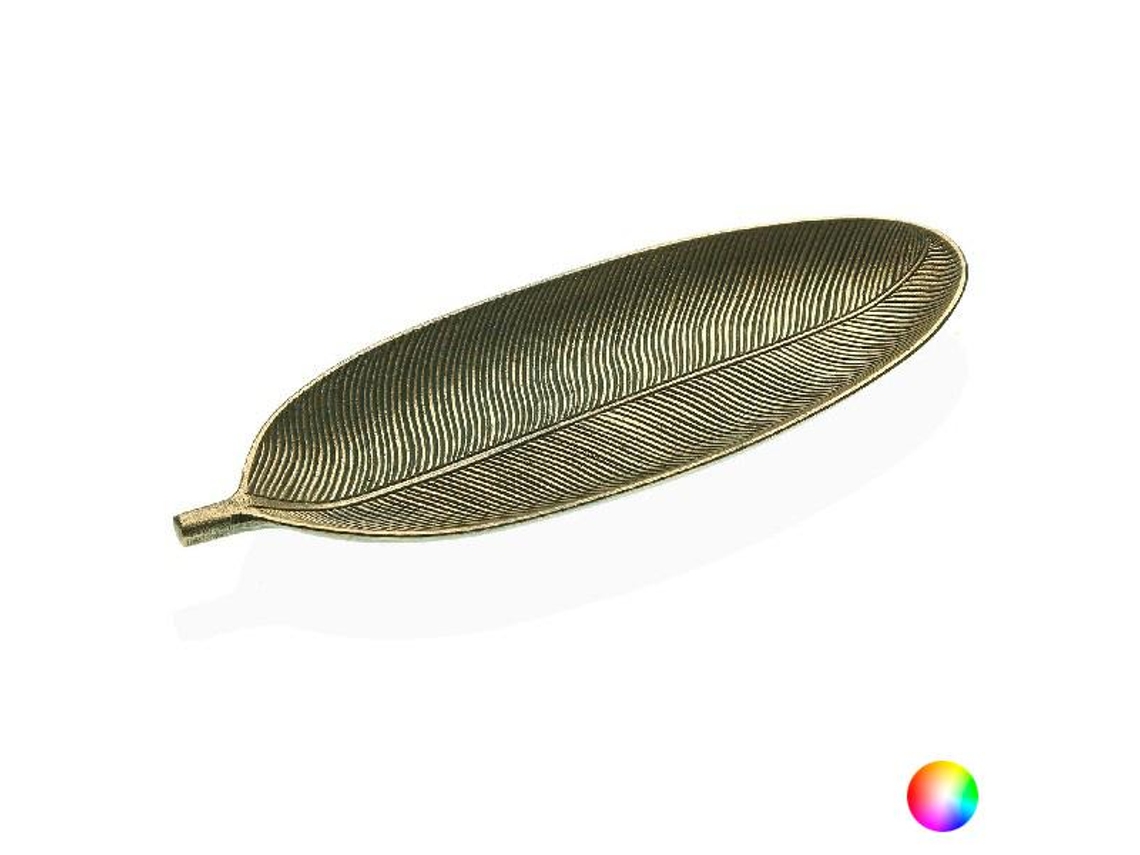 Centro de Mesa Pequeno Folha Madeira Mdf 14 X 3 X 40,5 Cm Prateado